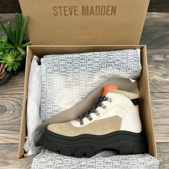 NIB Steve Madden Vermont Leather Platform Hiker Combat Boots 8M - Picture 10 of 11